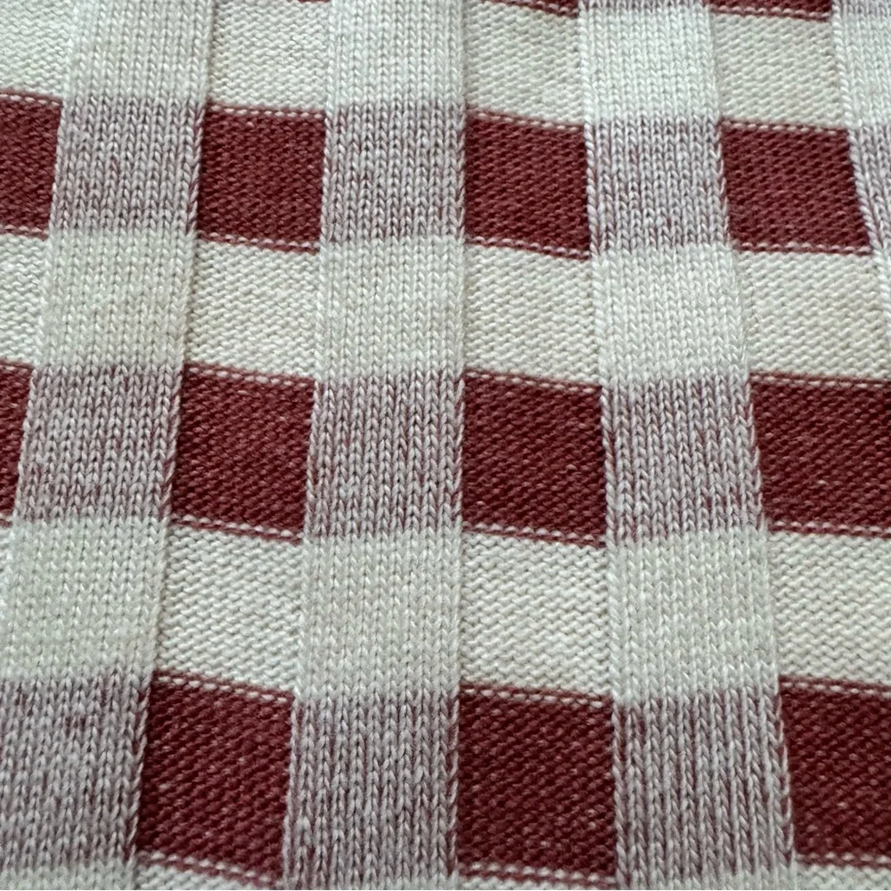 NWT LOFT Gingham Crewneck Pullover Long Sleeve Sweater Beige Rust - Size M - Picture 6 of 12